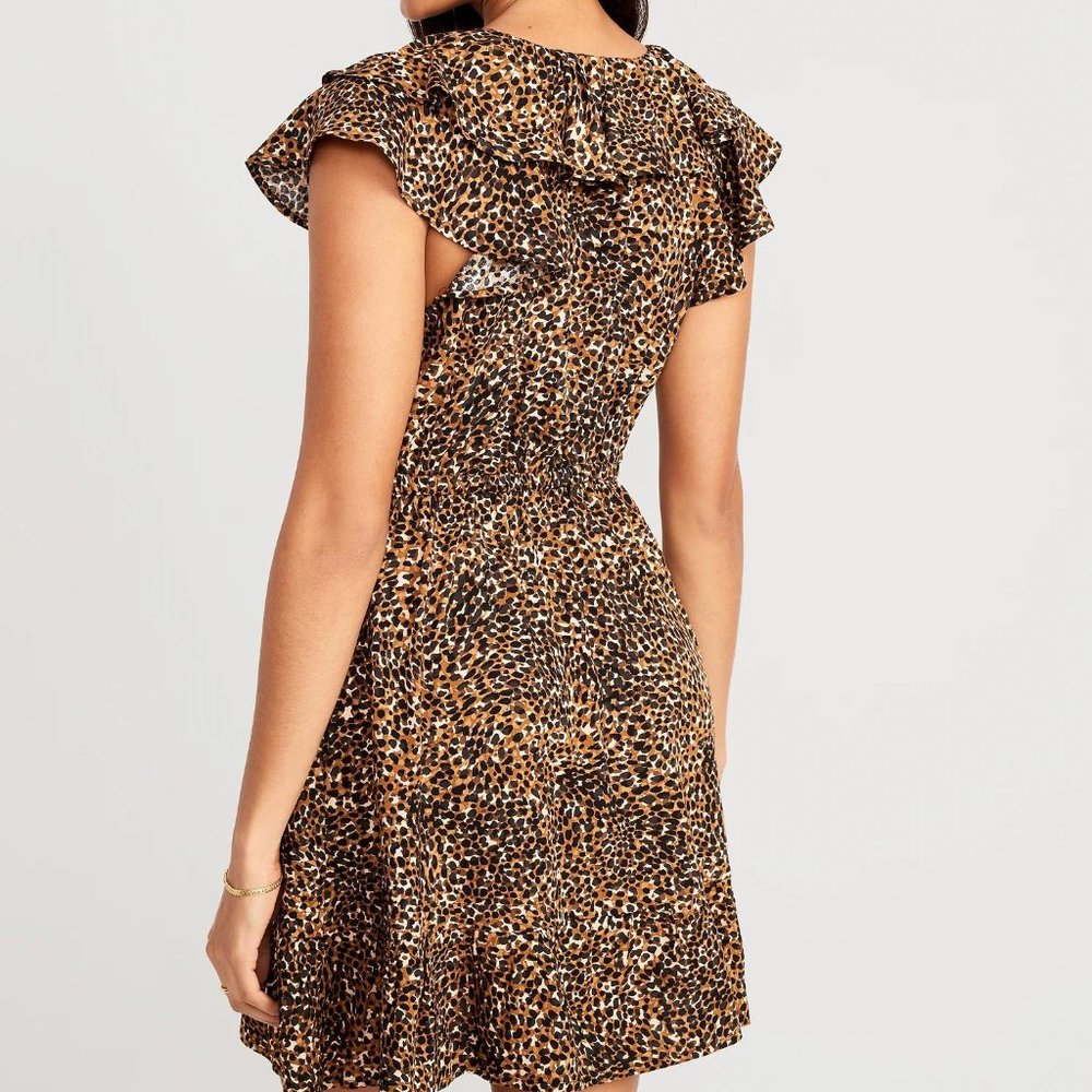 NWT Old Navy Waist-Defined Ruffle-Trim Mini Dress for Women - Picture 2 of 6